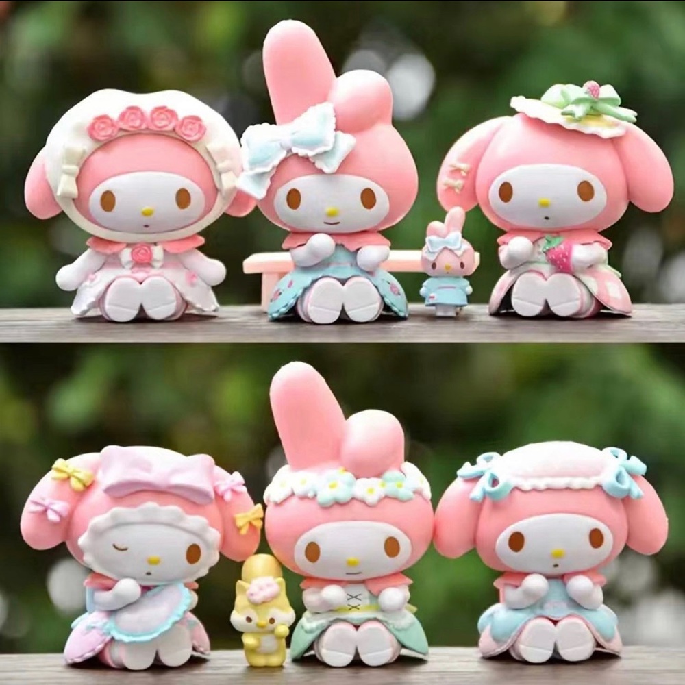 Sitting Melody Figures Set of 6 Pink color